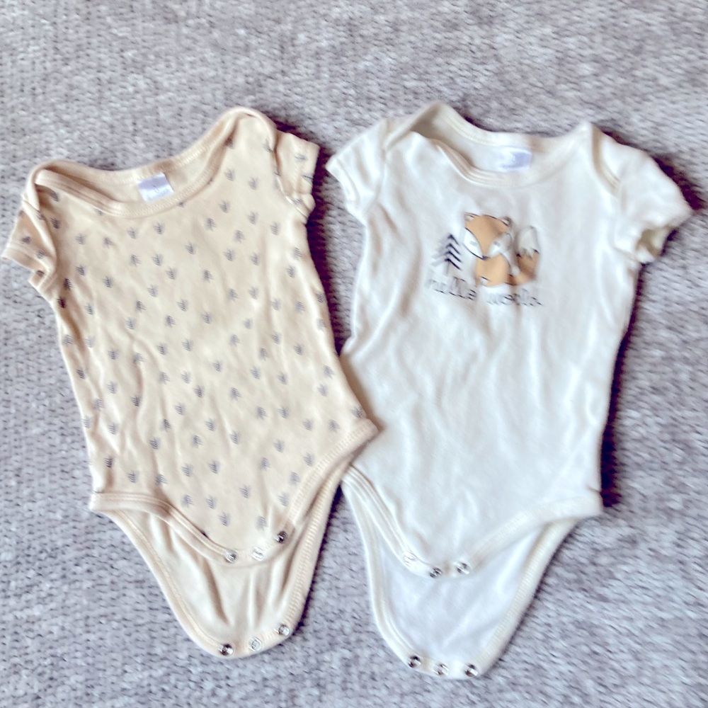 The Peanutshell Fox Hello World Bodysuit Set‎ 0-3M Baby Cotton Onesies